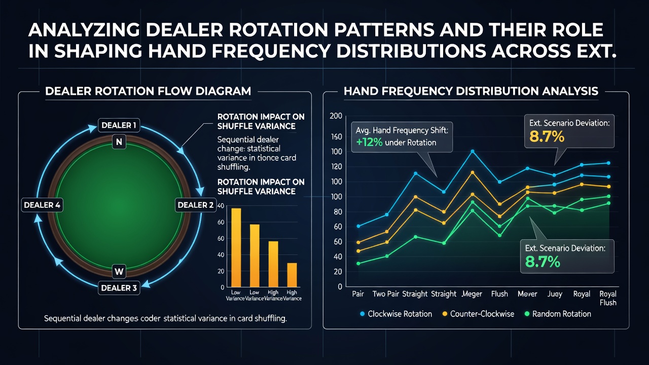 Statistische Auswertung von Handfrequenzen mit Tabellen und Grafiken zu Dealer-Rotationen