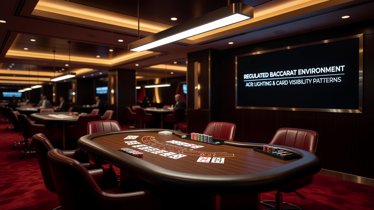 Detailaufnahme eines Baccarat-Tisches mit optimierter Beleuchtung und sichtbaren Kartenmustern