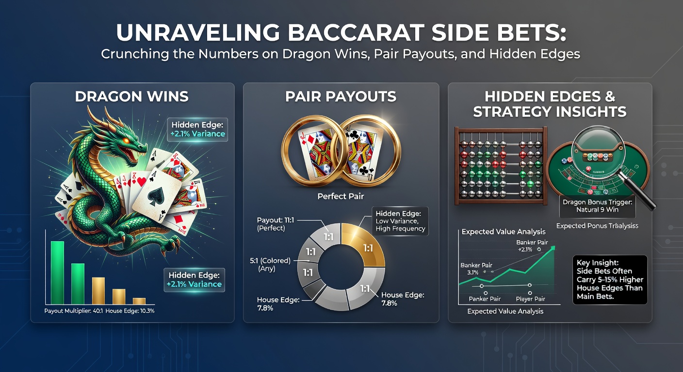 Detaillierte Tabelle mit Auszahlungsquoten für Pair Bets und Dragon Bonus in Baccarat, inklusive Hausvorteil-Berechnungen